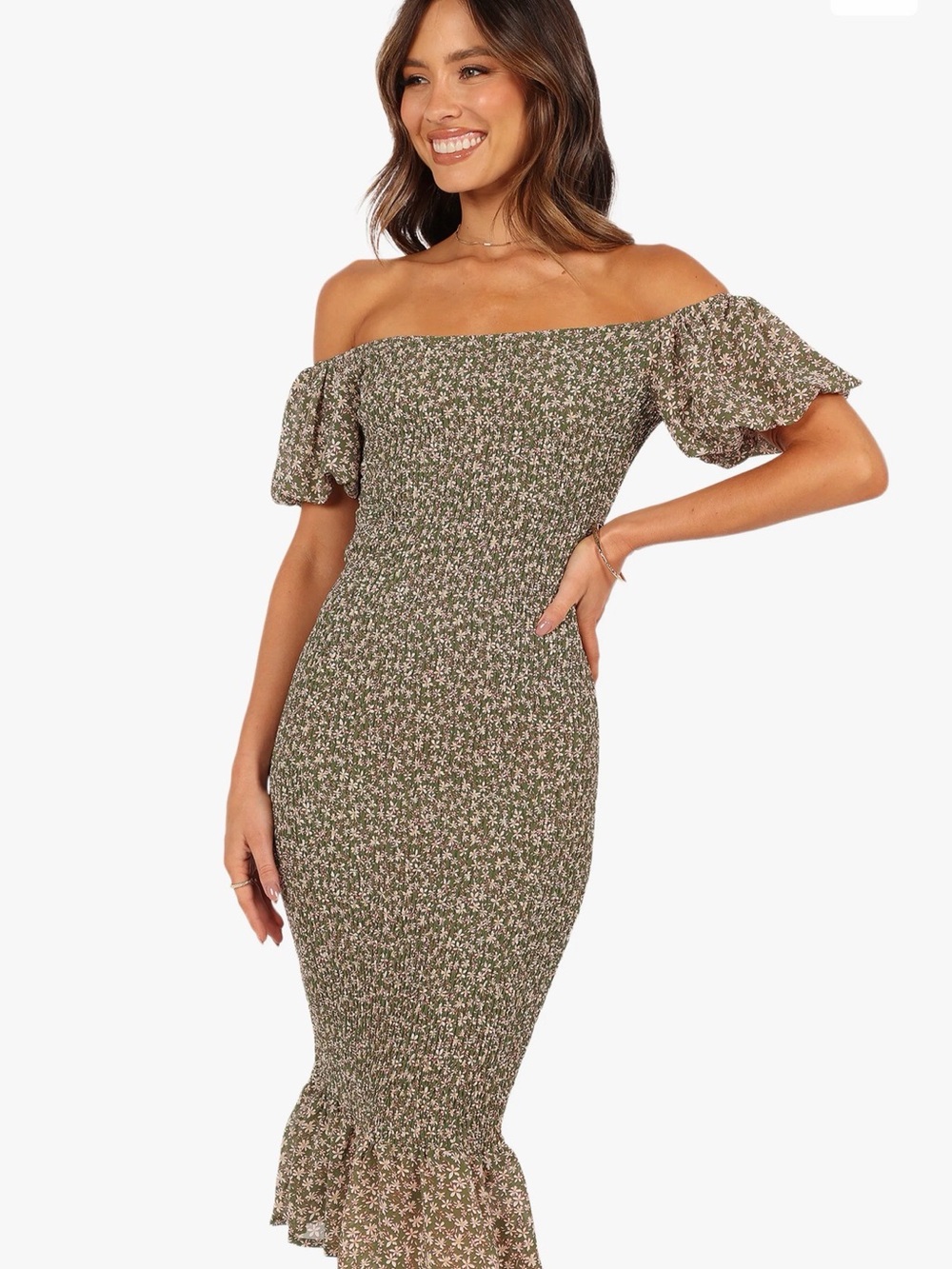 Petal & Pup - Claired Smoked Off the Shoulder Dress - Picture 2 of 5